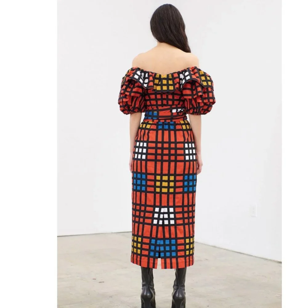 Mara Hoffman Arabella Dress - color block grid applique - Picture 2 of 7